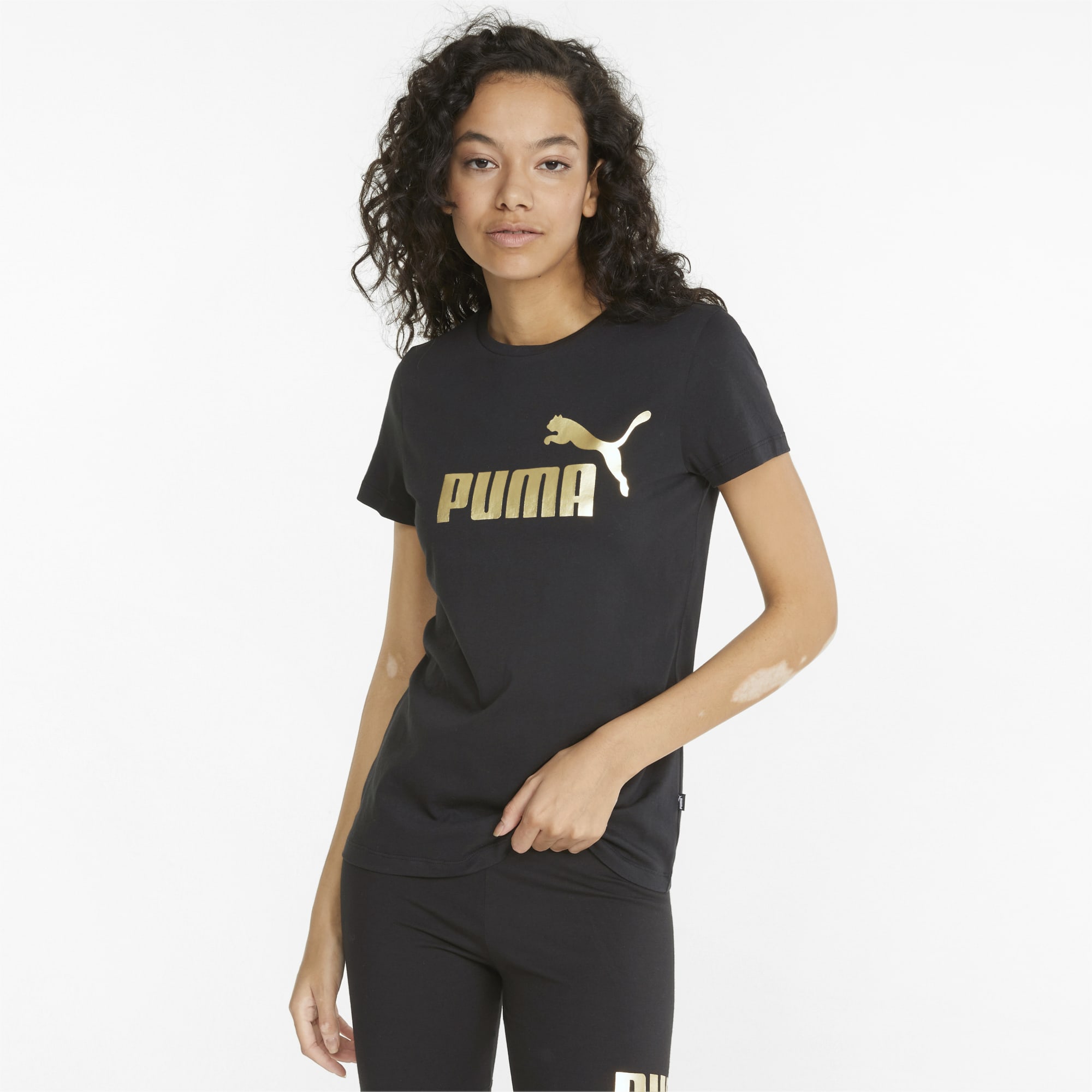 Essentials Metallic Logo Women s Tee PUMA